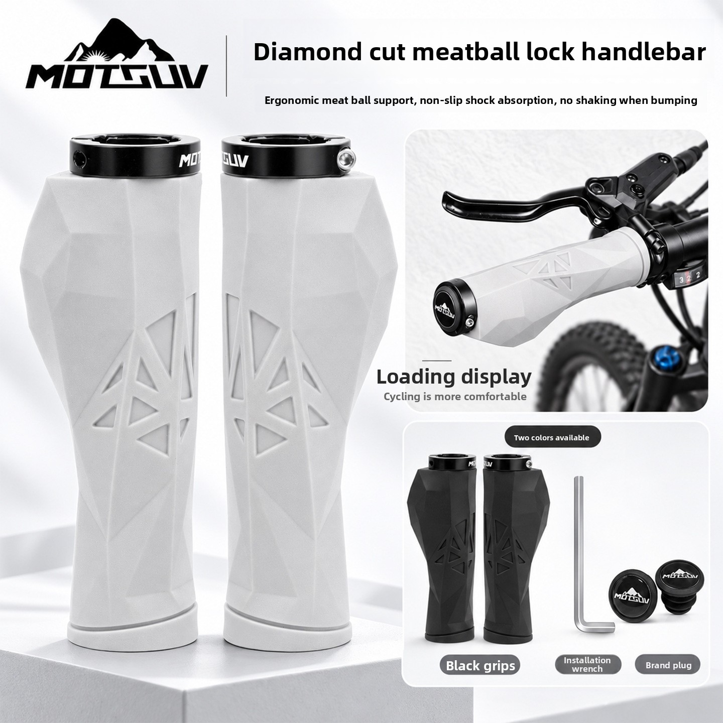 Commuter Bike Lock - ปลอกแฮนด์จักรยานเสือภูเขา วัสดุ TPE, ปลอกแฮนด์ลายเพชร, ปลอกแฮนด์จักรยานแบบใช้ได้ทั่วไป, ปลอกแฮนด์จักรยาน