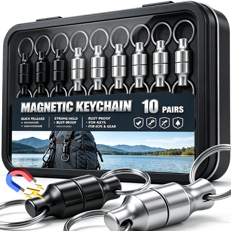 Chain Lock Combination - พวงกุญแจแม่เหล็กแบบถอดได้ 2/20x พร้อมตัวล็อกแม่เหล็กแข็งแรง ตัวล็อกแบบสแนปป้องกันการสูญหาย พวงกุญแจรถยนต์ ตะขอแขวนสำหรับใช้งานกลางแจ้ง